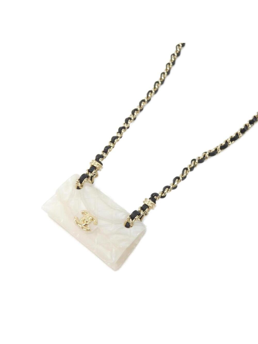 Chanel Pendant Necklace Leather Black #346922C17B